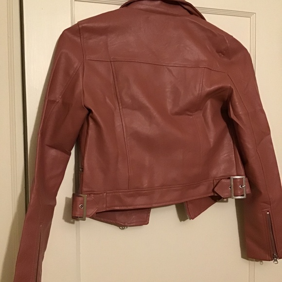 CCO๐2xHP Mauve sz med faux leather moto jacket - Picture 7 of 14